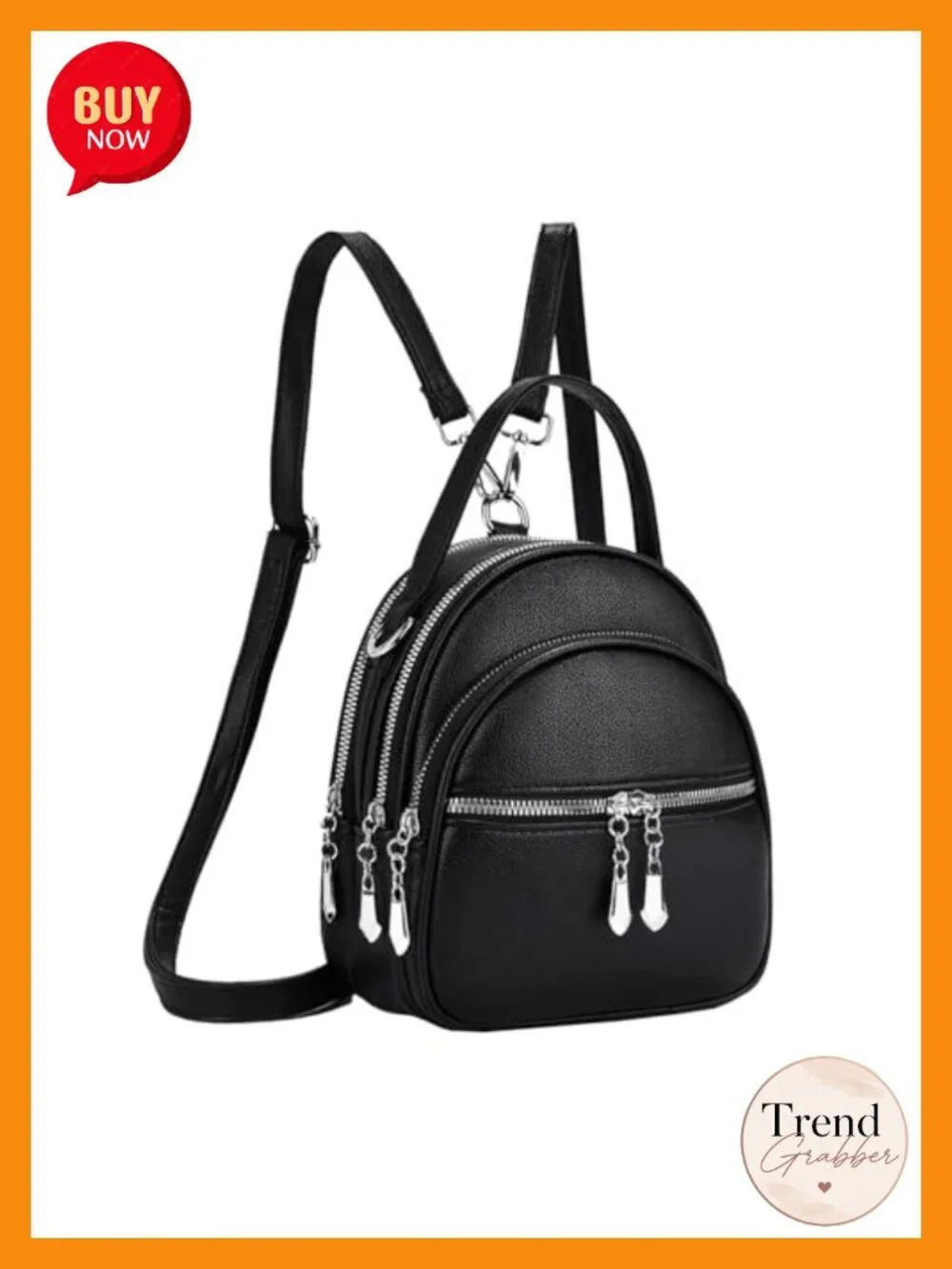 Convertible Leather Backpack Purse for Women with Detachable Strap